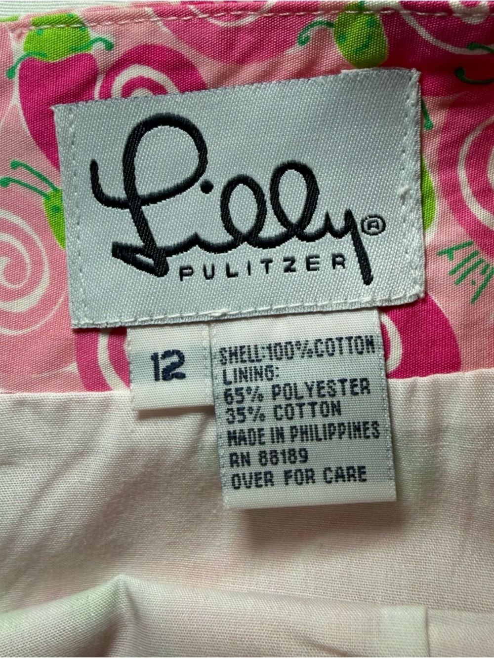 Vintage Lilly Pulitzer Skirt 12 Pink “Happy Snails” Cotton Resort Preppy Classic - Picture 7 of 10